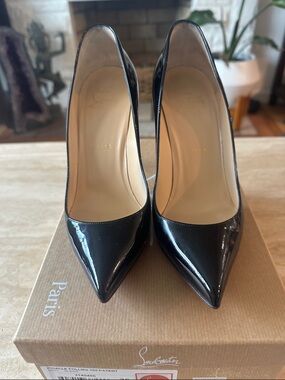 Christian Louboutin Black Patent Pointed Pumps size 36 pigalle follies
